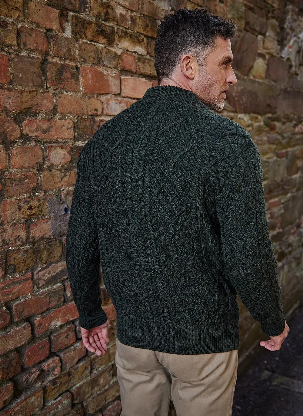 West End Half Zip Aran Sweater in Oatmeal main image 1